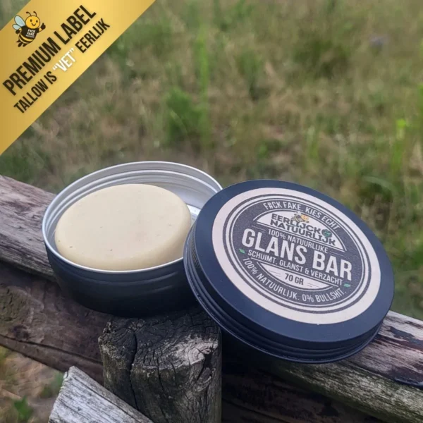 Tallow Glans Shampoo Bar open op omheining Tallow Glans Shampoo Bar open op omheining