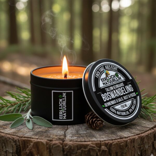 Boswandeling natuurlijke geurkaars met Siberische spar en cederhout gemaakt van tallow