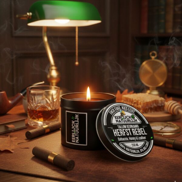 Tallow Geurkaars Herfst Rebel met tabak, honing en sigaar in warme lounge-omgeving Eerlijck & Natuurlijk