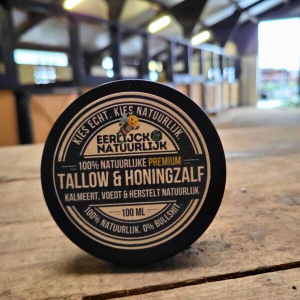 Tallow honingzalf 100ml werkplaats zorgboerderij breda handgemaakt bio-identiek rauwe honing healing balm sociale impact